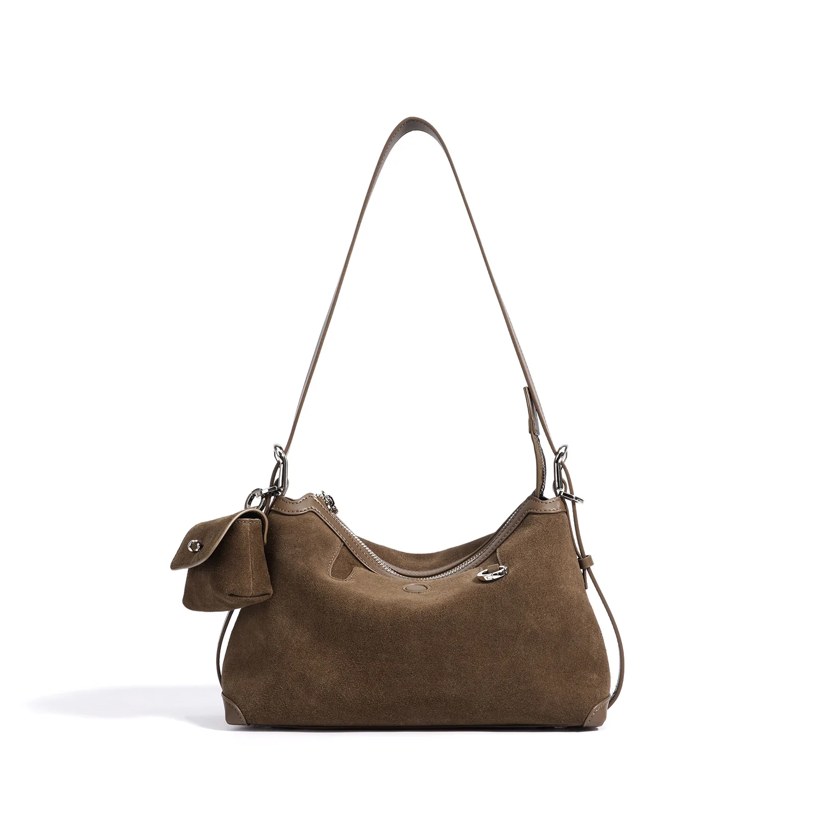 2025 Fall Winter New Vintage Suede Leather Underarm Bag Spacious Shoulder Handheld Tote Women Commuting Trendy Versatile Handbag