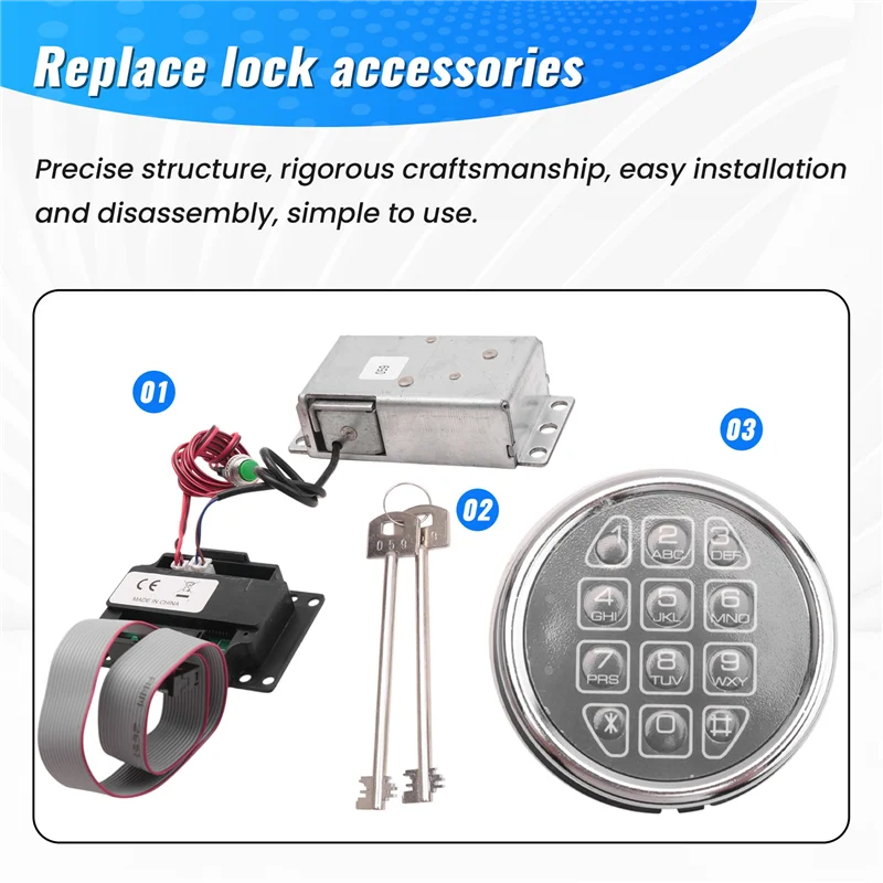 HFES Safe Lock อิเล็กทรอนิกส์ Digital Safe Lock เปลี่ยนโซลินอยด์พร้อมกุญแจ 2 อัน