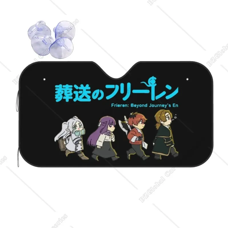 

Frieren Beyond Journey's End Foldable Car Windshield Sunshade 76x140cm Chibi Anime Foils Car Front Window Protective Shades