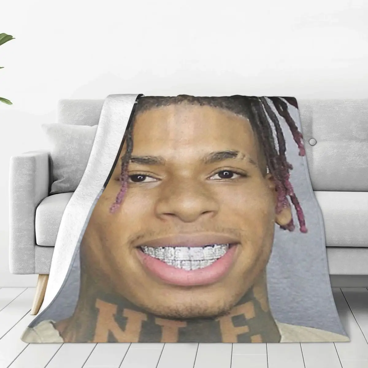 

NLE Choppa Mugshot Blanket Sofa Bedroom Bed Home Office Nap Blanket Car Travel Picnic Blankets Gift