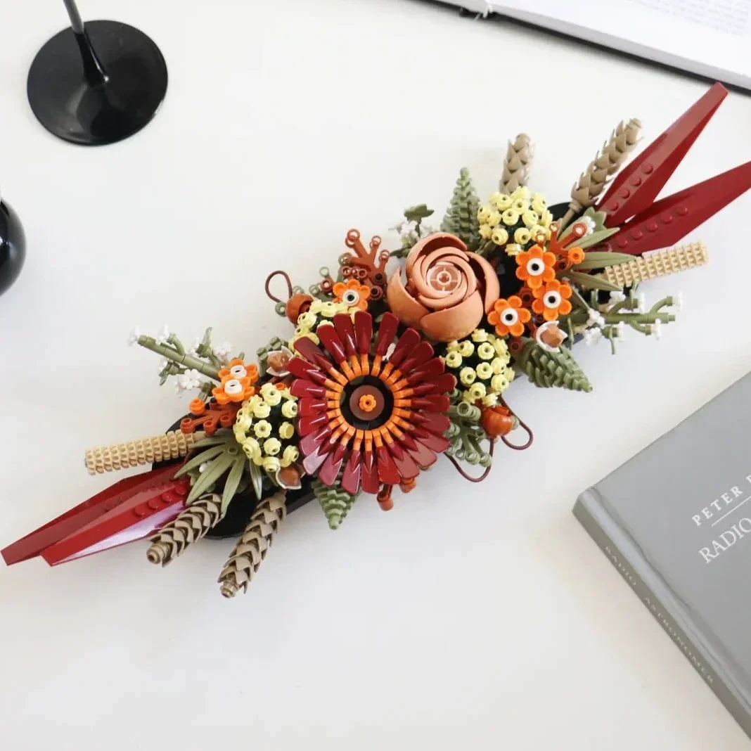 Moc زهرة الطوب الزهور المجففة الاصطناعية ديكور المنزل الورد والجربيرا اللبنات جمع الحرف مجموعة هدية عيد ميلاد اللعب #2