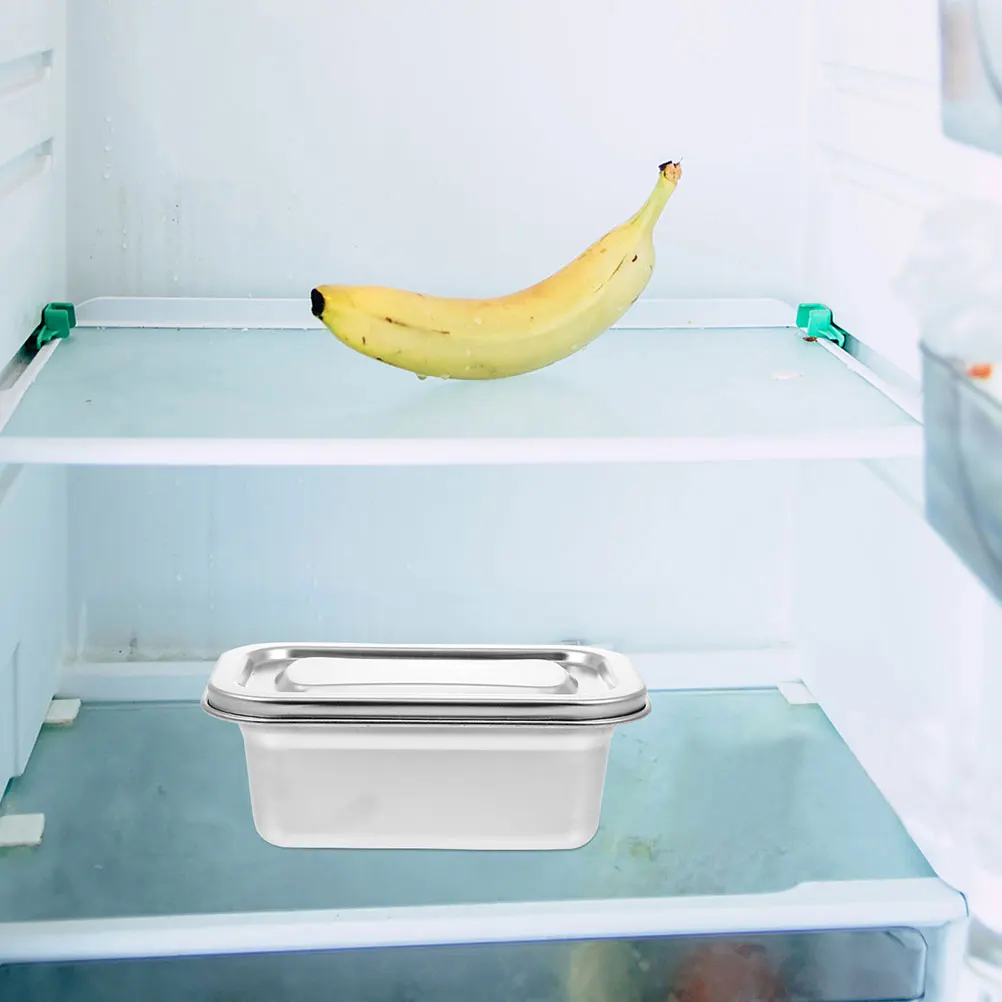 

Stainless Steel Refrigerator Storage Container Set Ice Cream Food Sealing Box Fresh-Keeping Case Fridge Organizer