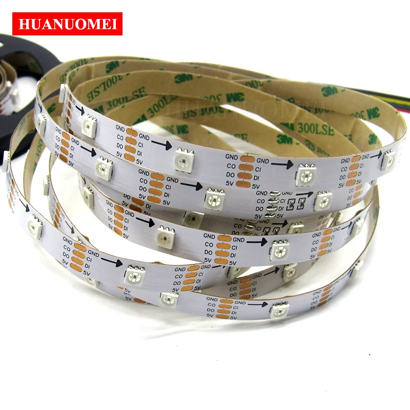 5V 32LEDs/M APA107 Digital LED Strip RGB Lights Decoration APA102 Pixel Tape TV SMD 5050 Flexible White PCB Non-waterproof IP20