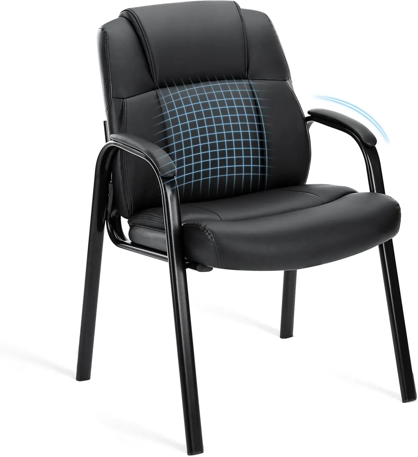 

Waiting Room Chairs, Leather Office Desk Reception Guest Stationary Side Chair with Padded Arms for Home Conference Lobby Area M