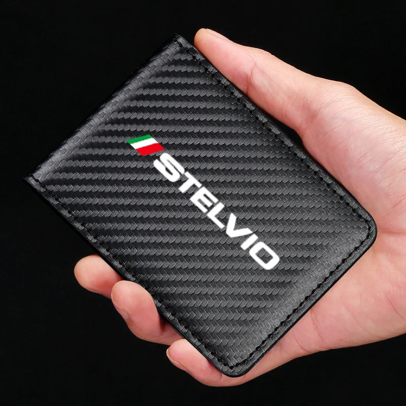 Car Driver License Carbon fiber Man Wallet Bag Card For Alfa Romeo Giulia Giulietta 159 156 MITO Stelvio 147 Sportiva interior