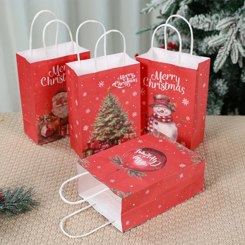 أكياس ورق كرافت عيد الميلاد مع تصميم سانتا عطلة حفلة لصالح أكياس ديكور المنزل عيد الميلاد الحلي تخزين المواد الزينة