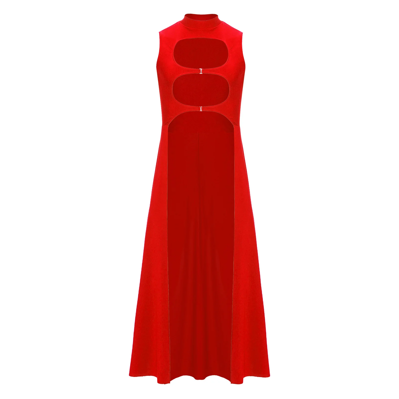 

Men Hero Cosplay Cloak Robe Raves Clubwear Sleeveless Front Cut Out Pullover Type Long Drape Cape for Halloween Themed Party