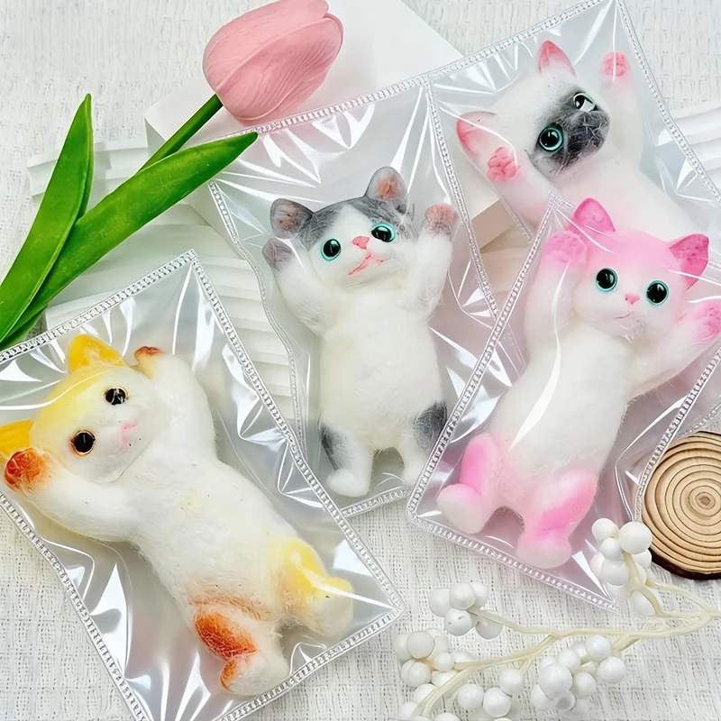 1/2 Piece Set with Random Colors, Soft Cute Cat-Shaped Stress Relief Toy, Soft Material Children's Toy, Pet Decoration, Holiday Gift