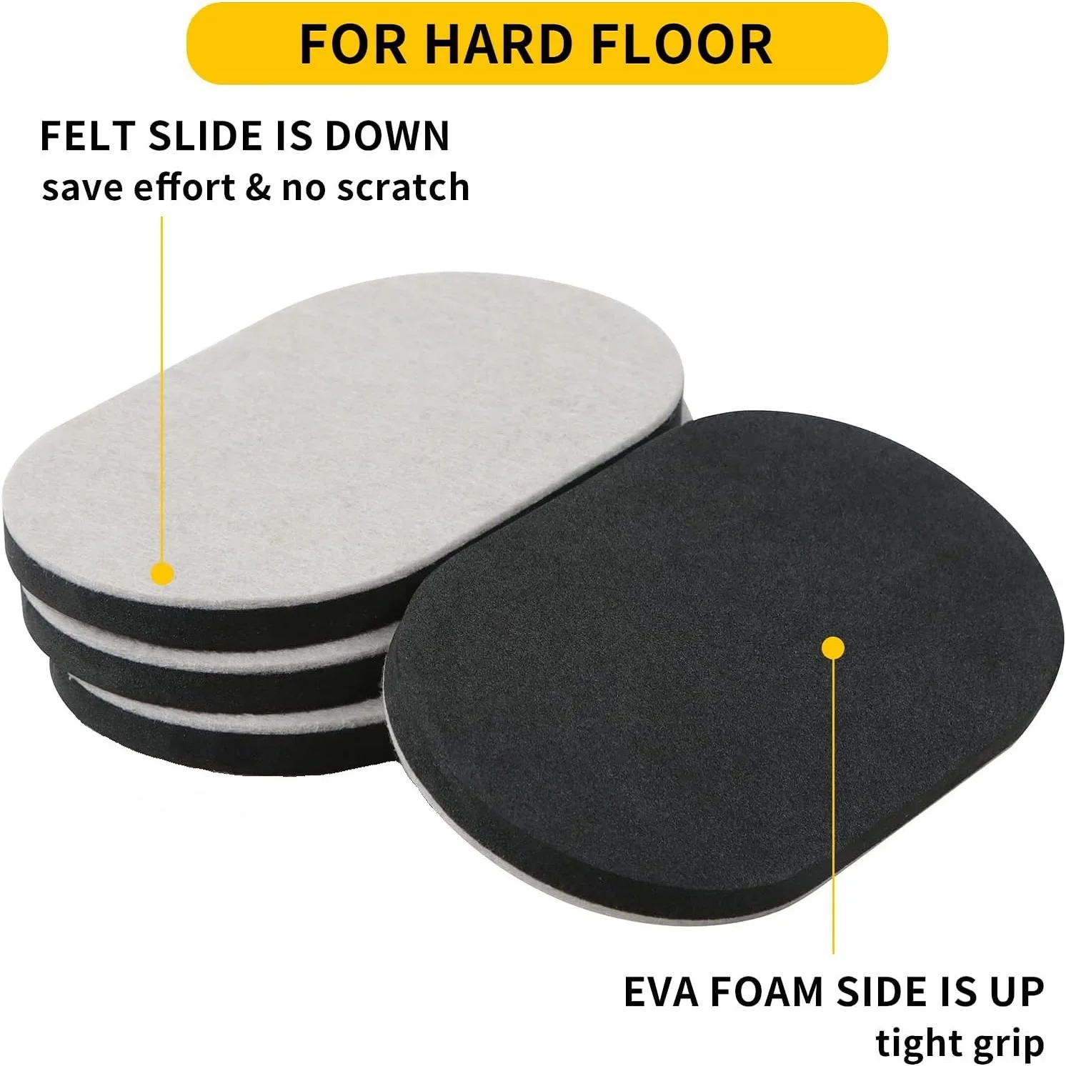 Description Picture 6 of item4/8 Heavy Duty Furniture Gliders - 9.5" round , reusable hardwood floor moving mats, anti-scratch felt and rubber foam
