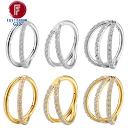 F136 Titanium 16G Hinged Segment Nose Ring ZC Septum Clicker Daith Earrings Hoop Ear Cartilage Tragus Helix Piercing Jewelry
