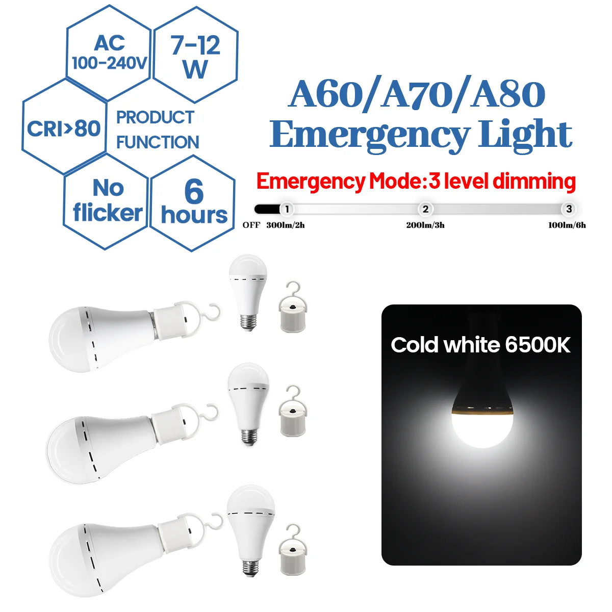 

LED Rechargeable Bulb 7W 9W 12W E27 Emergency Light Bulb 100-240V for Home Power Outdoor Camping Failure Porch Garden Lamp