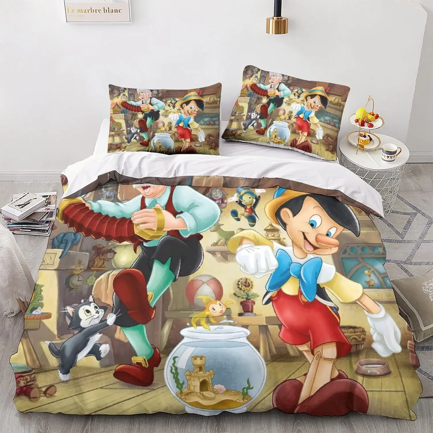 Disney Pinocchio set biancheria da letto copripiumino cartone animato con federa Queen King biancheria da letto biancheria da letto per regalo per