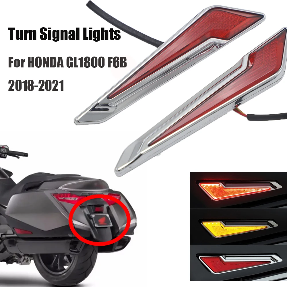 Chrome Led Turn Signal Side Saddlebag Lnserts For HONDA GL1800 F6B 2018-2021 Gold Wing Decorative Lamp