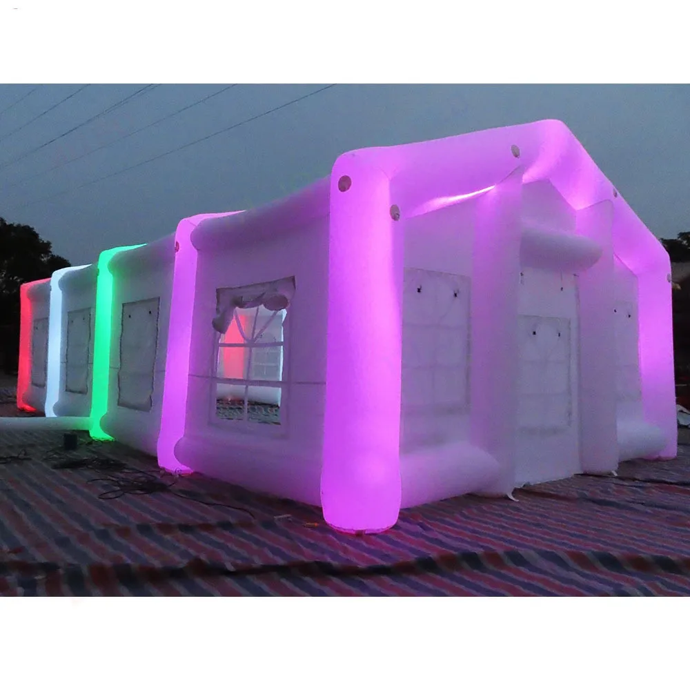 

wholesale White inflatable Wedding Tent Portable Inflatable Party Tent Square House For Wedding Event with LED Lights free air