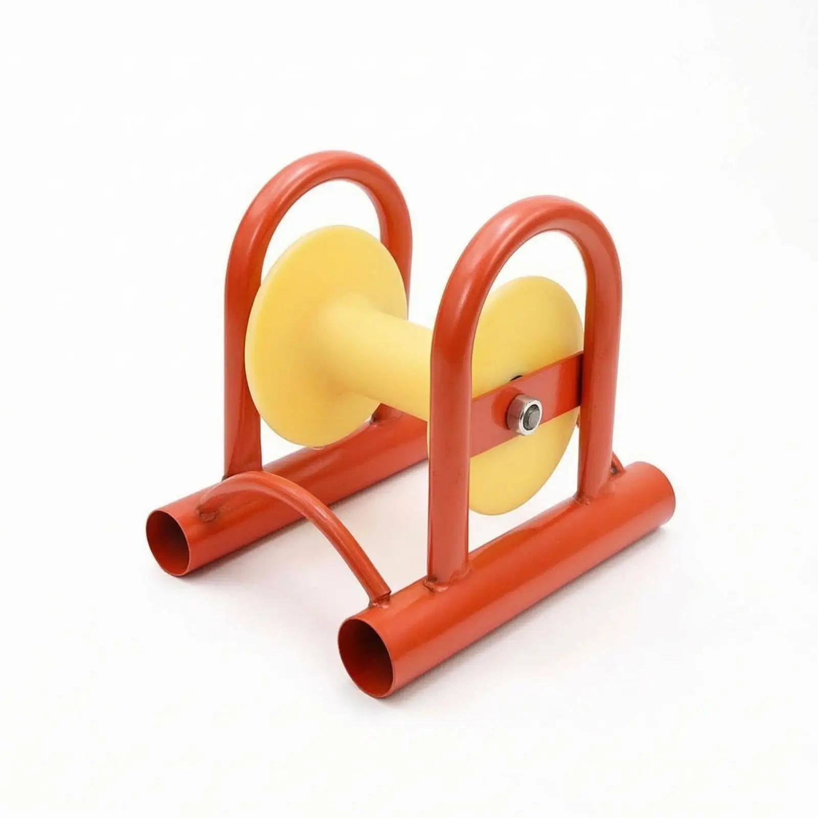 Red Painted Metal Cable Guide Pulley for Straight Run Cable Guiding in Demanding Work Areas