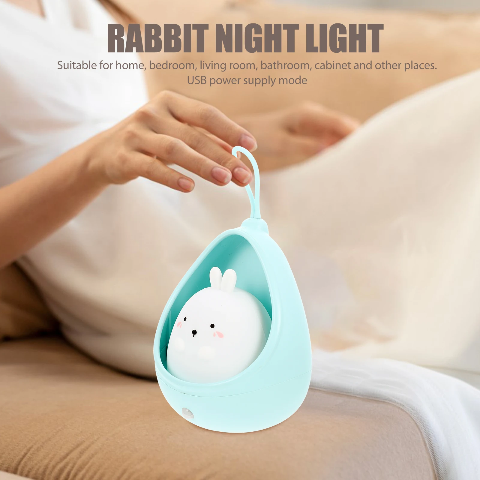 

Lovely Bunny Night Usb Charging Silicone Kids Bedroom Wall Lamp Rechargeable Touch Control Cabinet Light For Home Wardrobe