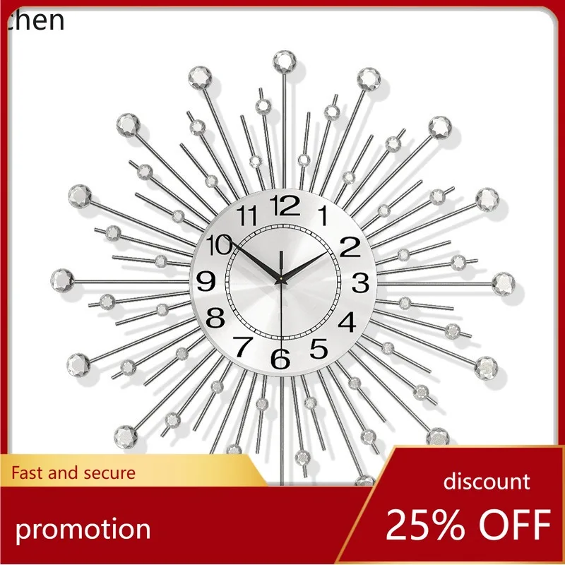 YFY Iron Art Wall Clock for Living Room, High-end Creative Starry Sky Round Clock, Home Decorative Wall Clock