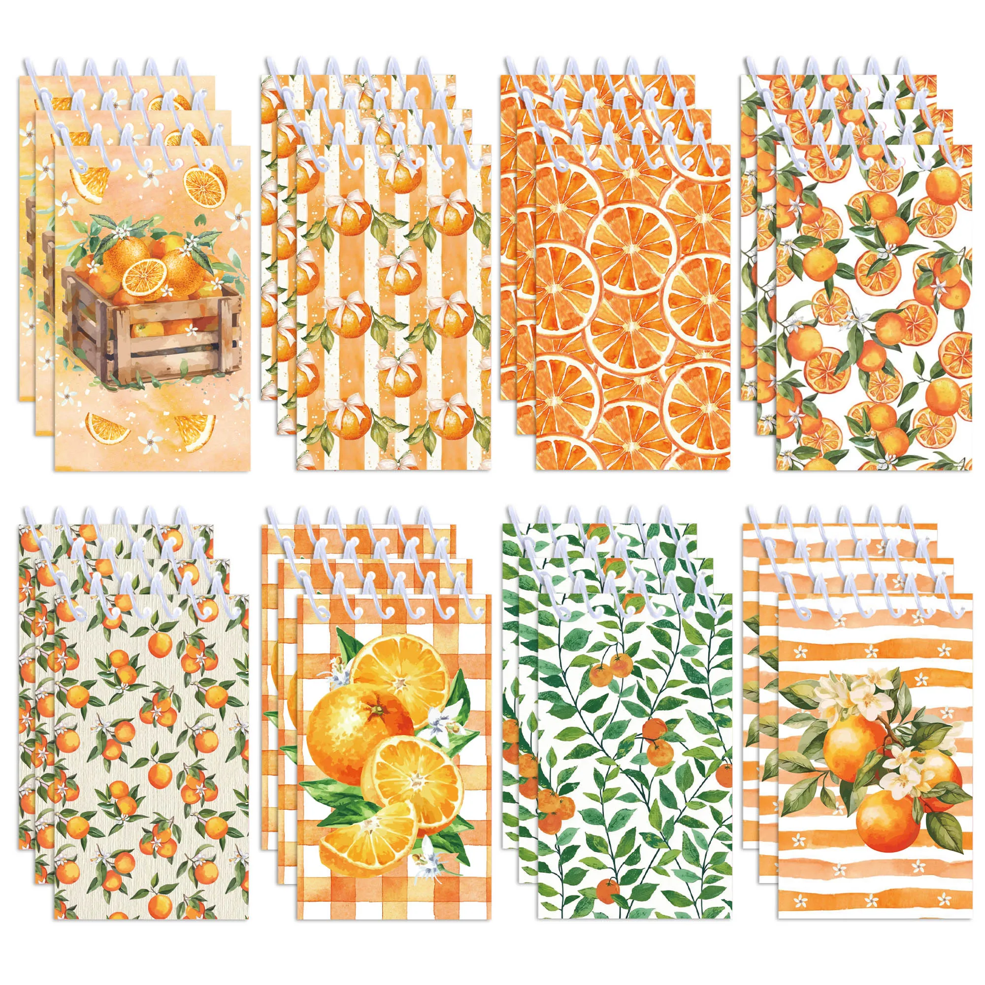8/16/24 Stück Spiral-Notizbücher mit Frucht- und Orangendesign, Spiralhefte für Geburtstagsgeschenke, Bürobedarf, Schultagebücher