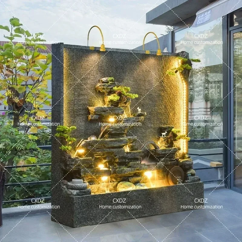 Right Angle Corner Rockery Water Curtain Wall Running Water Screen Ornament Lucky Water Landscape Decoration Courtyard Fish