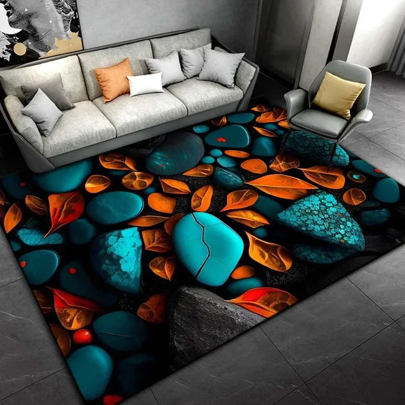 Colorful Glass Stone Area Rug Modern Abstract Art Carpet for Living Room Bedroom Sofa Doormat Home Decor Non-slip Soft Floor Mat