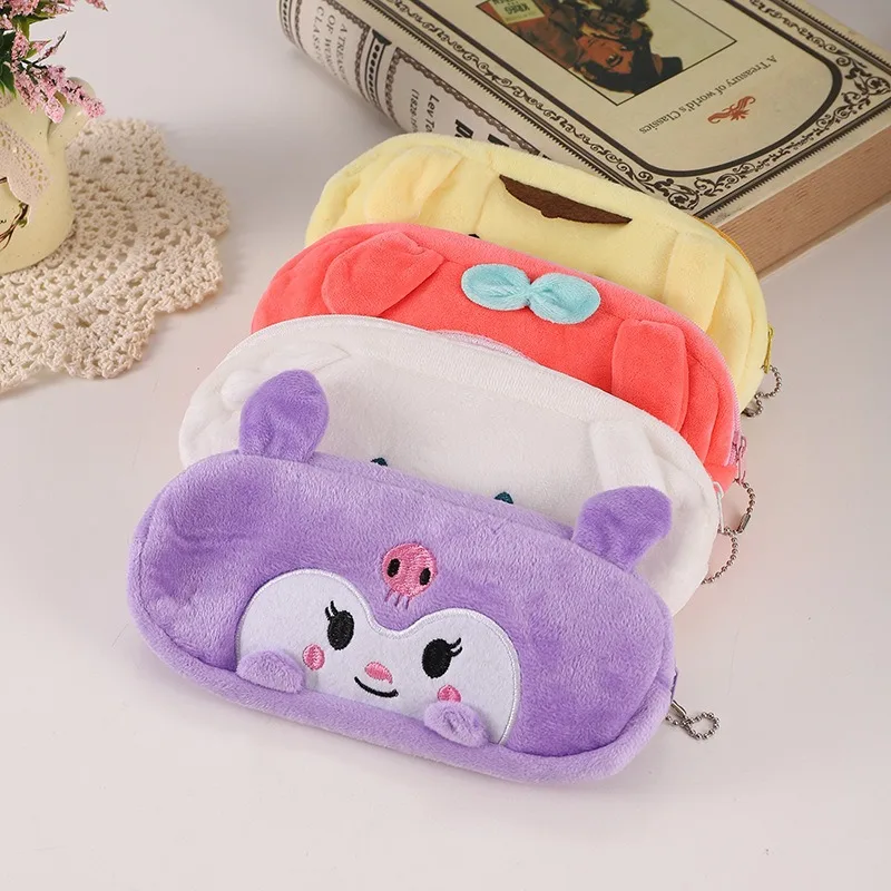 Sanrio Kuromi Cinnamoroll Plush Pencil Case Cartoon My Melody Student Stationery Portable Pen Bag kawaii Supplies Storage Bag