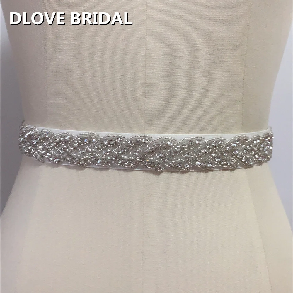 DLOVE BRIDAL Women's Rhinestones Belt Handmade Wedding Dresses Belt Marriage Bridal Ribbion Belts Wedding Bride Sash Party Belt