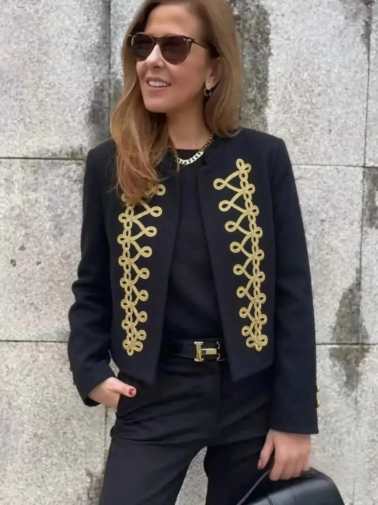 Women's Short Retro Jackets Spring Fall Female Chic Rope Knot Decoration Napoleon Single Breasted Blazer Lady Court Style Jacket