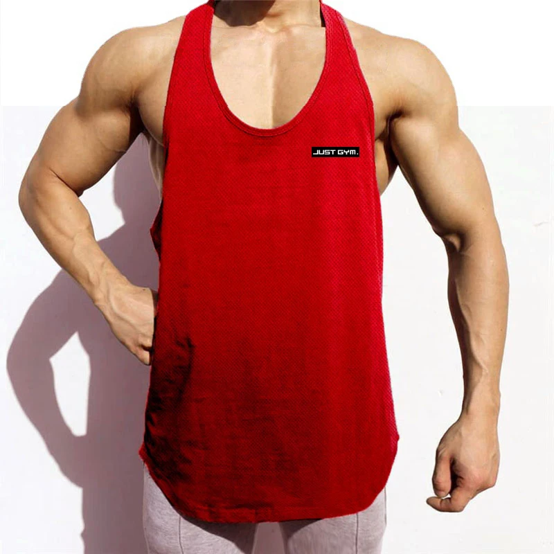 New Brand Gym Clothing Mens Mesh Fitness Stringer Tank Top Men Bodybuilding Singlets Running Vest Workout Sleeveless T-Shirt