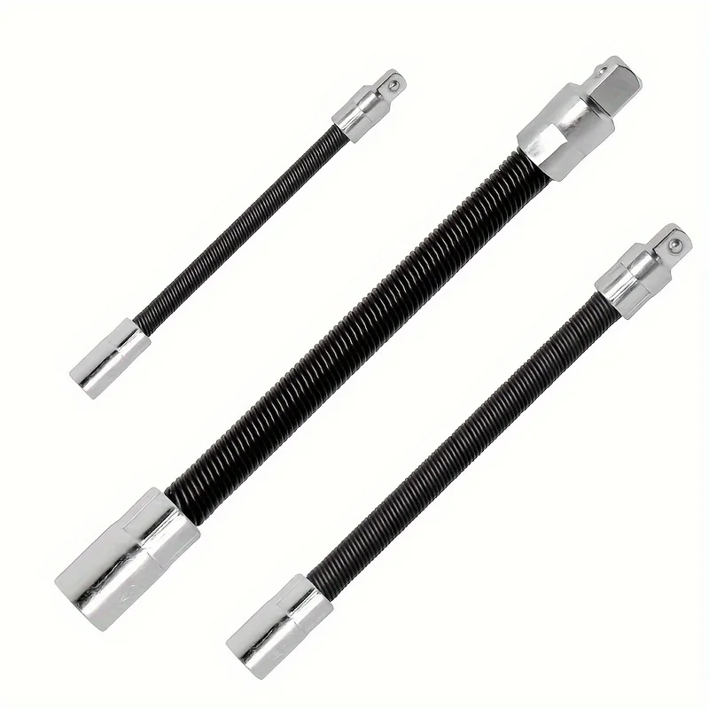 3pcs Impact Socket & Flexible Extension Rod Drive Adapter - 1/4', 3/8', 1/2' Drive Suitable for Automotive Repair, Workshop Tool view 6