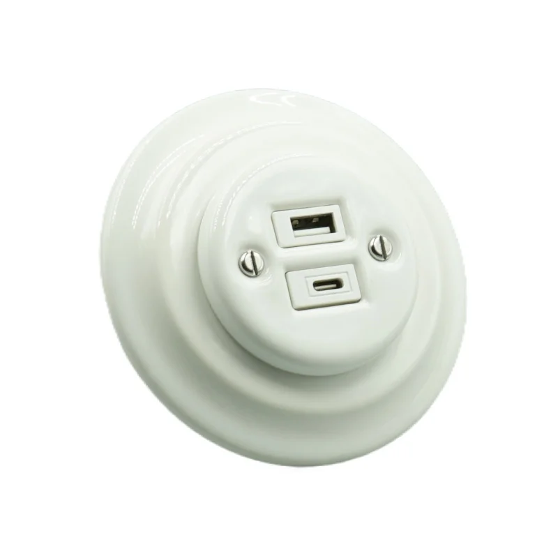 

Ретро USB-розетка для зарядки, фарфоровая настраиваемая USB + настенная розетка типа C