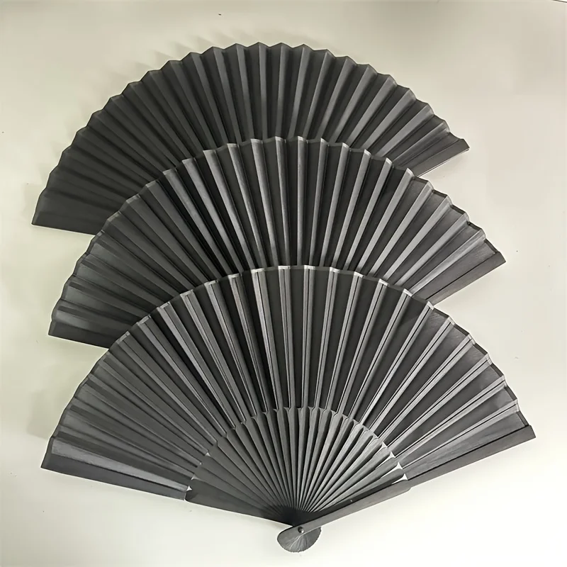 10pcs Vintage Black Chinese Style Folding Fans Kung Fu Fan Wedding Party Solid Color Pocket Hand Craft Dance Fan Home Decorative
