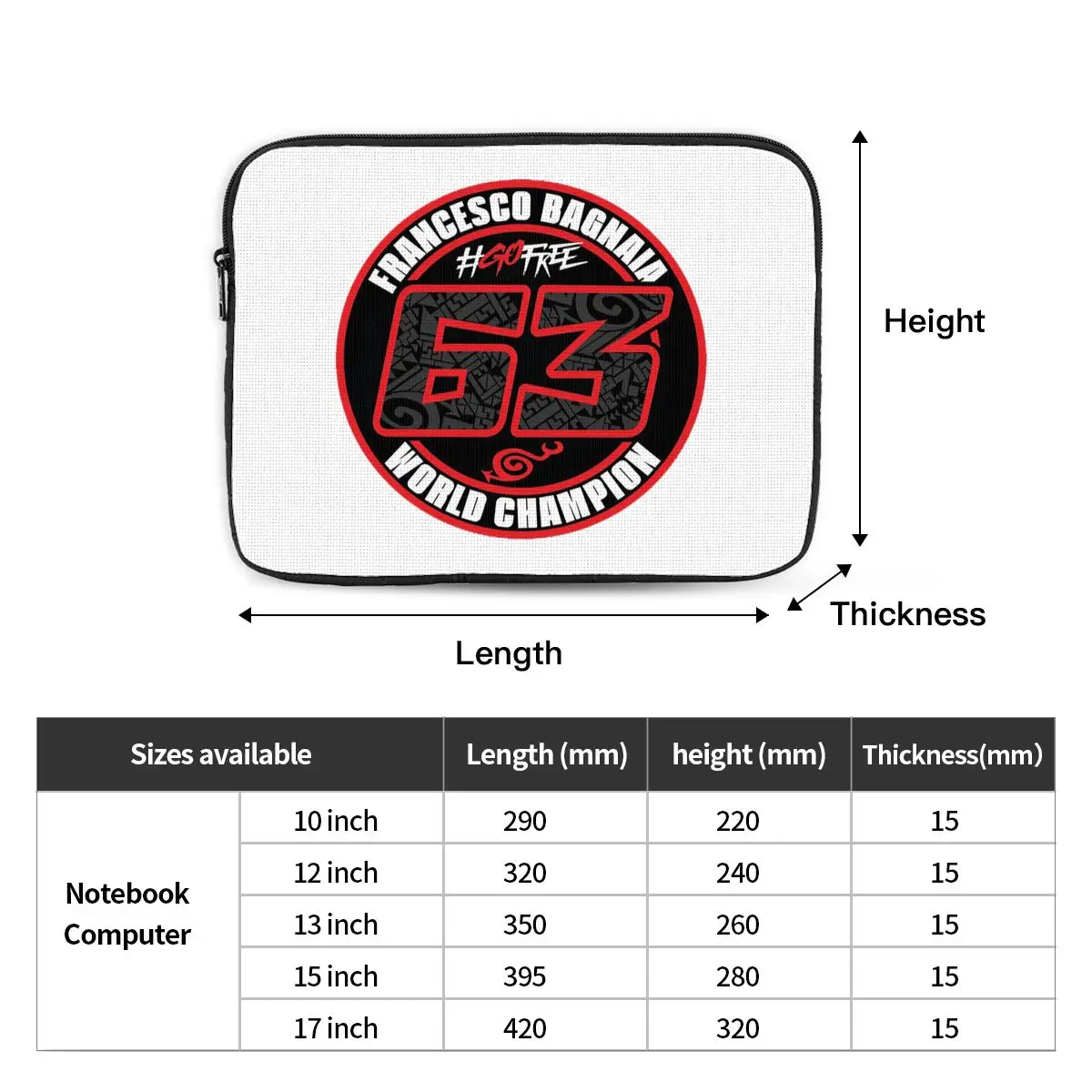 Pecco Bagnaia 63 حقيبة غطاء للكمبيوتر المحمول 10 12 13 15 17 بوصة حقيبة دفتر كم اللوحي حقيبة مضادة للصدمات