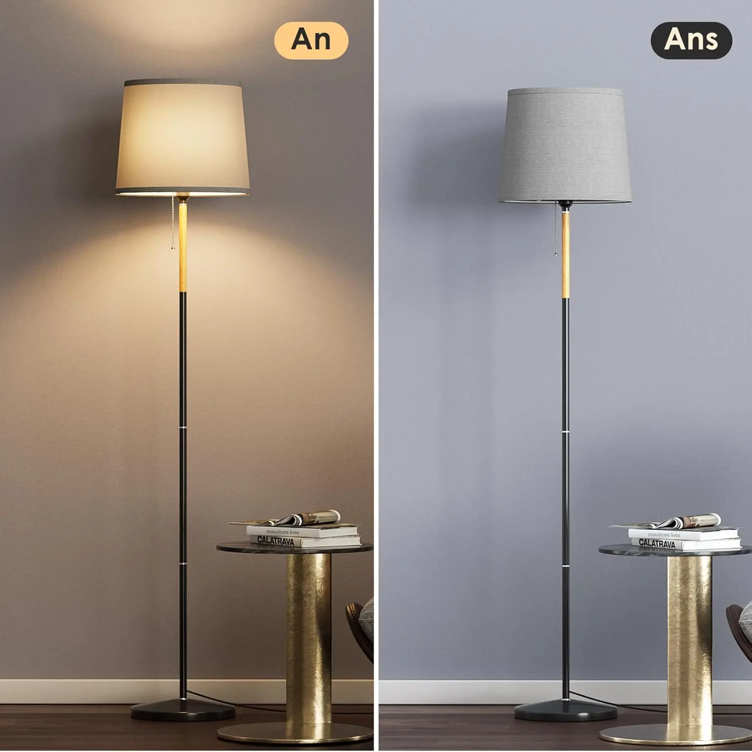 NONE Moderne Stehlampe Design Pole Lampe mit Schirm Hohe Lampe für Wohnzimmer Schlafzimmer Büro Esszimmer Küche E27 Einfach 5
