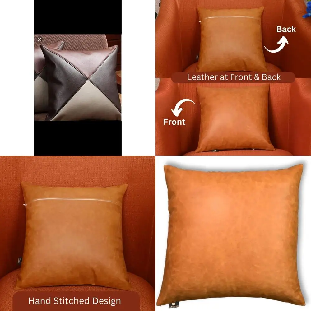 

Lambskin Leather Pillow Cover - 22x22 Inch Sofa Cushion Case - Elegant Throw Covers for Living Room and Bedroom Decor