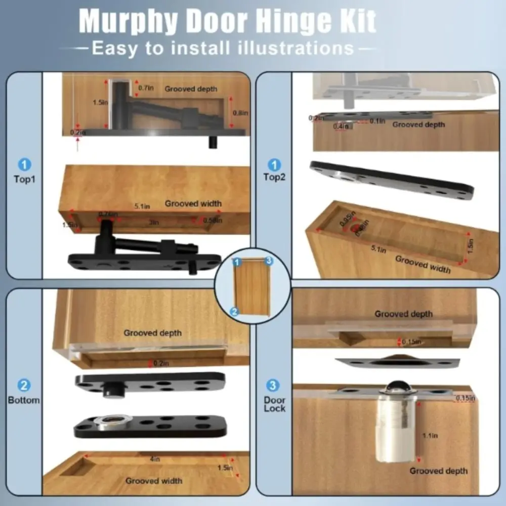 

Heavy Duty Hidden Door Hinge Stainless Steel 360° Rotating Invisible Hinge Upper And Lower Hinge 500 Lb Load Bearing Door Pivot