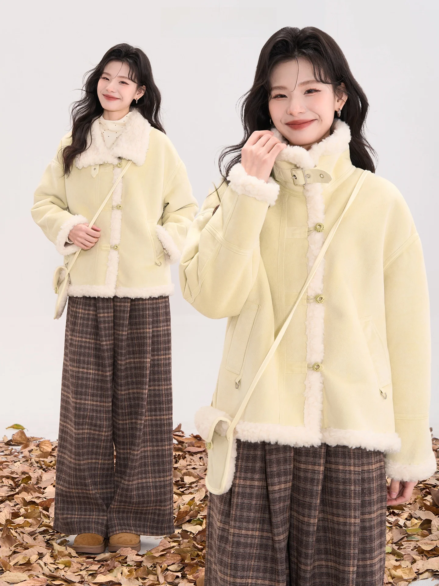 

Heme Women's Fce Lined Thiened Suede Biker Jaet Cr Island Sle Commute Korean Version Daily Warmth Polyester Fiber