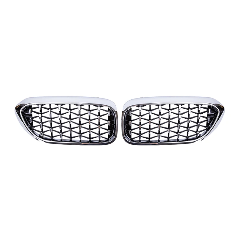 A Pair Car Front Bumper Kidney Grille Grill Diamond Meteor Style For BMW 5 Series G30 G38 2017 2018 2019 2020 Auto Accessories