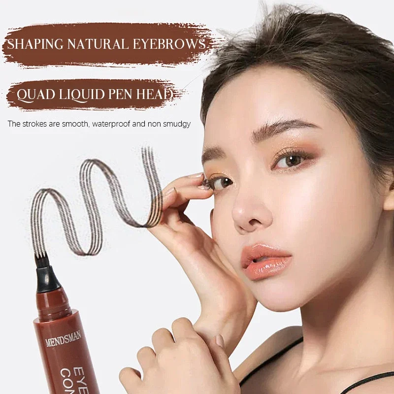 4D Microblading Eyebrow Pen 4 Forks Tip Eyebrow Tattoo Pencil Long Lasting Fine Sketch Liquid Eye Brow Make Up 5 color