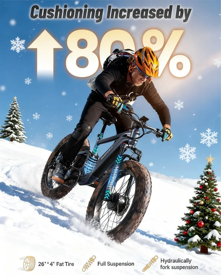 Dual Motor Electric Bike1600W 48V 20AH Full Suspension Mountain EBike image 6