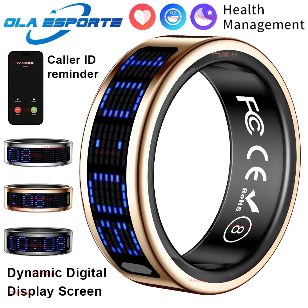 

Smart ring, dynamic screen, call reminder, sleep tracking, motion monitoring, compatible Ios Android, smart gift, for women men