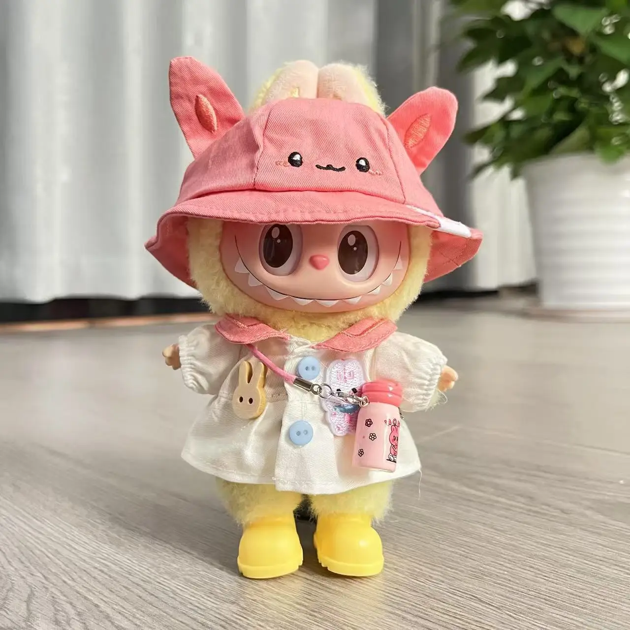 Clothes For LABUBU 15/17cm 1st 2nd 3rd Gen Kindergarten Set Cute Bunny Chicken Hats Button Skirts Set