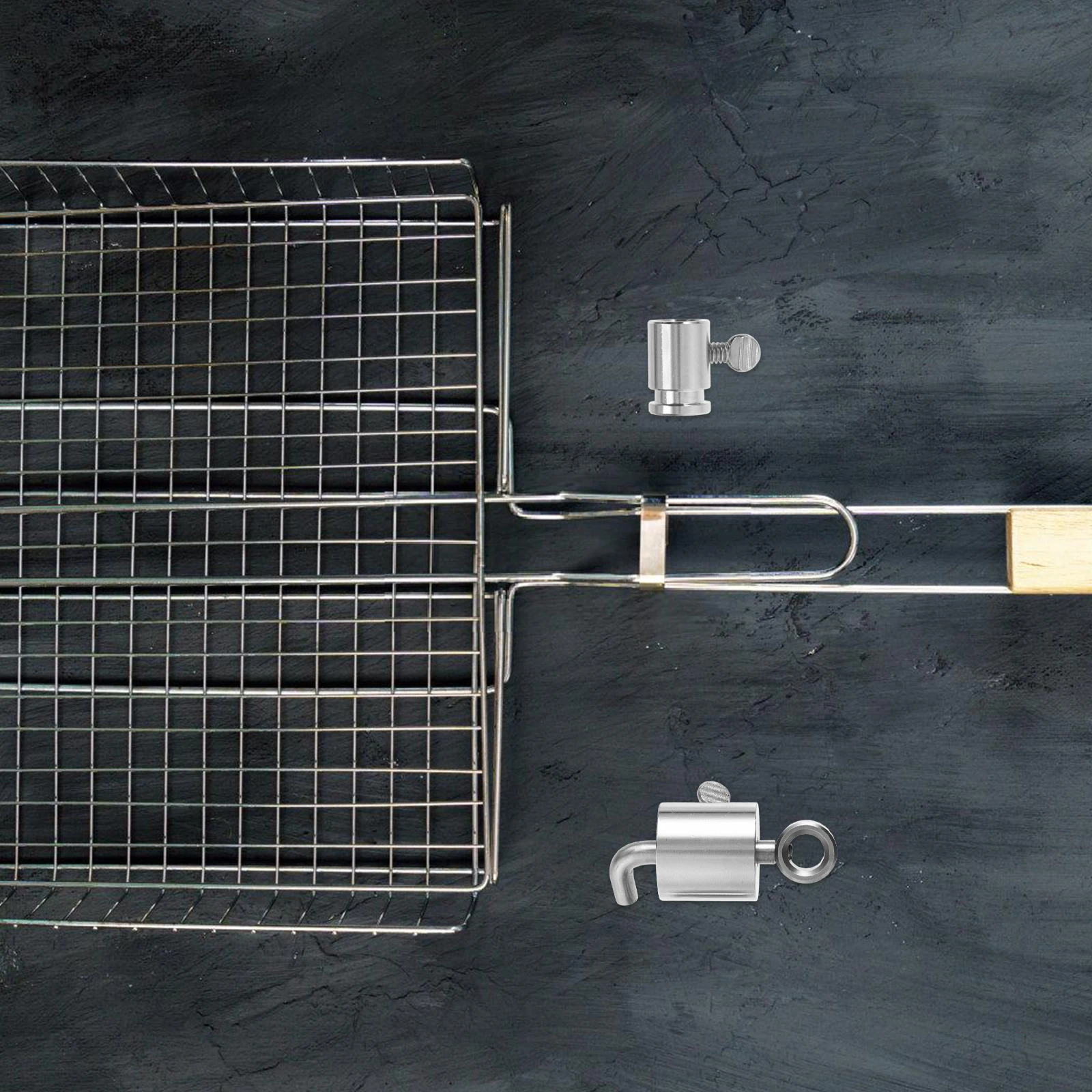 

Stainless Steel Roast Chicken Rack Balance Weight Adjustable Spit Stopper Outdoor BBQ Sturdy Spit Stoppers Tools