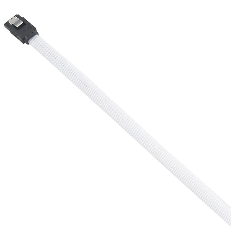 Cable de datos SATA 3,0 III SATA3 de 7 pines, 50CM, ángulo recto, 6 Gb/s, SSD, disco duro HDD, Cable de datos con funda de nailon (blanco)