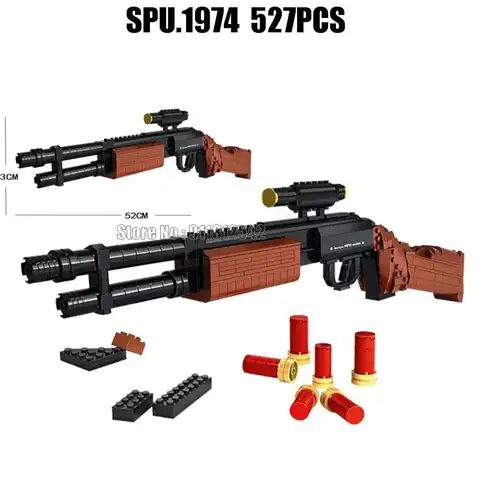 22804 527pcs Military Gun Super Army M870 Shotgun Weapon Boy Building Block Toy