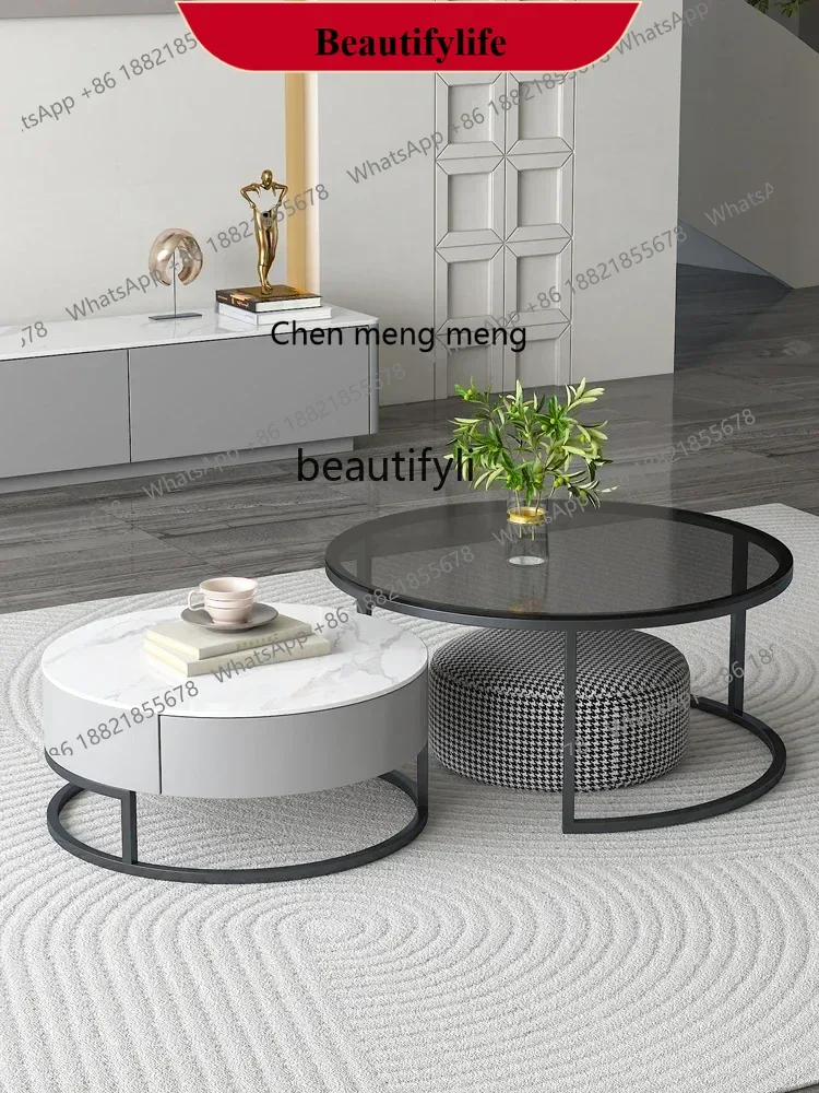 D178  Y CXH TV Cabinet Unit Modern Simple Small Apartment Light Luxury Tempered Glass Tea Table Living Room Home