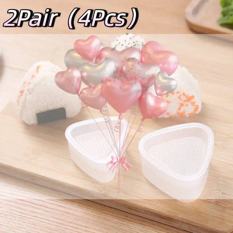 4PCS Transparent Sushi Making Mold Kit Non-Stick Triangular Onigiri Rice Ball Press for Sushi Beginners Home Use
