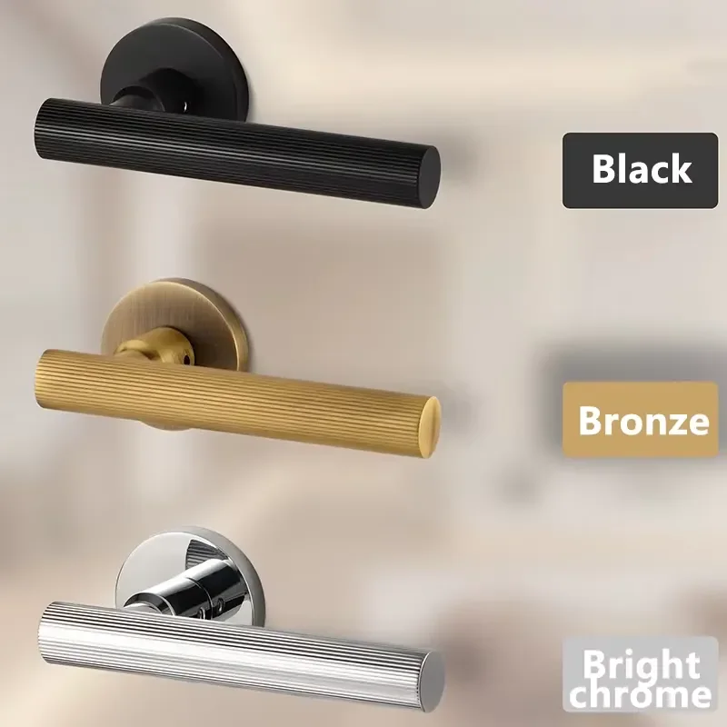 Ridged Brass Door Handle Magnetic Silent Split Interior Bedroom Door With Multiple Color Options