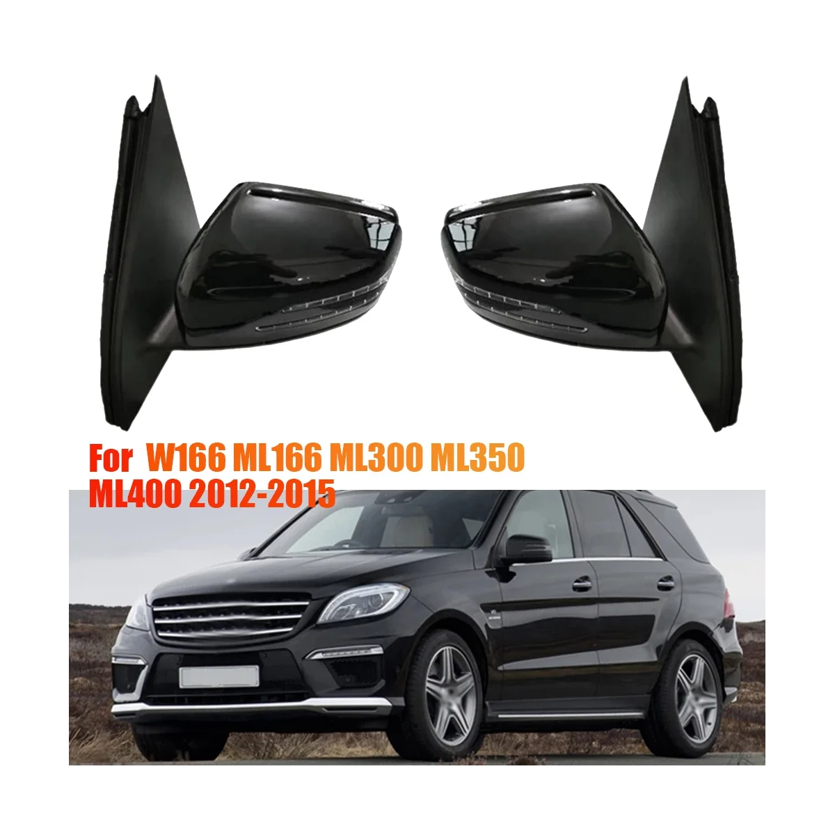 Left Side Door Rear View Mirror Assembly for W166 ML166 ML300 ML350 ML400 2012-2015 Power Folding Mirror