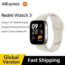 Reloj inteligente Redmi Watch 3 versión Global, dispositivo con GPS, Pantalla AMOLED de 1,75 pulgadas, 60Hz, Monitor de ritmo cardíaco y oxígeno en sangre, llamada SOS por Bluetooth, 5ATM