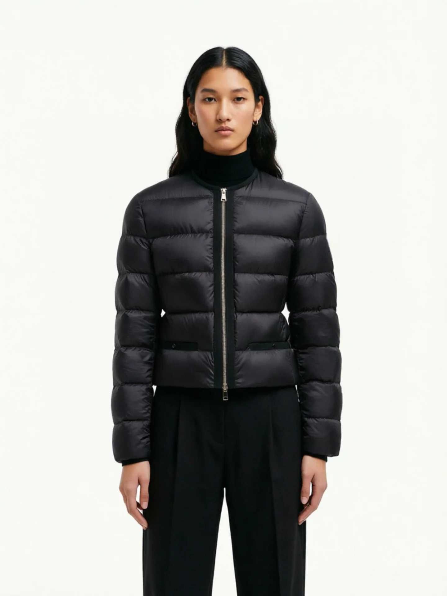 

Женская укороченная куртка из белого гусиного пуха для весны и осени, приталенного кроя, с круглым вырезом, на молнии, теплая, легкая, модная, экологичная